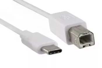 USB kabelis iš C tipo į USB 2.0 B kištuką, baltas, 2,00 m, daugiasluoksnis maišelis